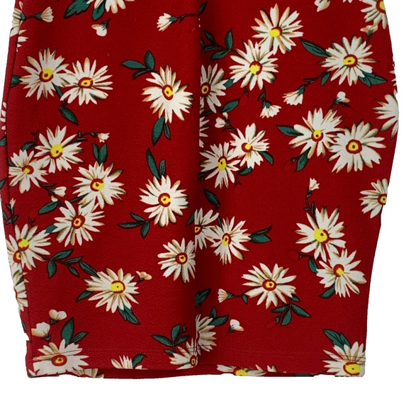SHEIN Mini Dress Womens Medium Red Floral Spaghetti Straps Bodycon Knee Length - Picture 6 of 9